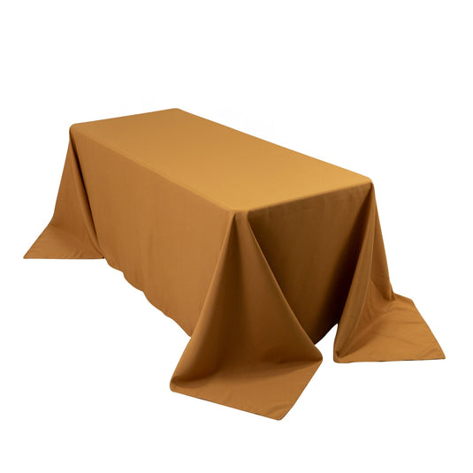 Premium Polyester 90"x132" Rectangle Tablecloth Gold - Seamless 220GSM Stain-Resistant Design for Luxurious Events Tablecloths HIER_2181