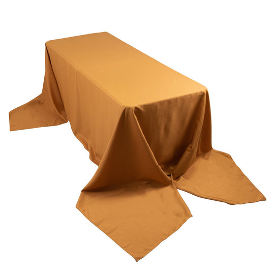 Premium Polyester 90"x156" Rectangle Tablecloth Gold - Seamless 220GSM Stain-Resistant Design for Classy Events Tablecloths HIER_2181