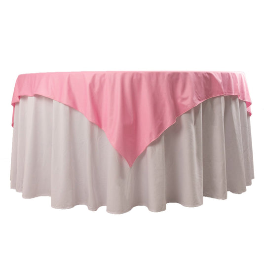 Premium Scuba 70"x70" Table Overlay Square Tablecloth Pink - Wrinkle Free & Stain Resistant Table Cover Overlays HIER_2182