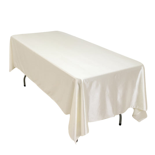 Premium Scuba Rectangular 60"x102" Tablecloth Shimmering Pearl White - Wrinkle Free & Stain Resistant Table Cover Tablecloths HIER_2182