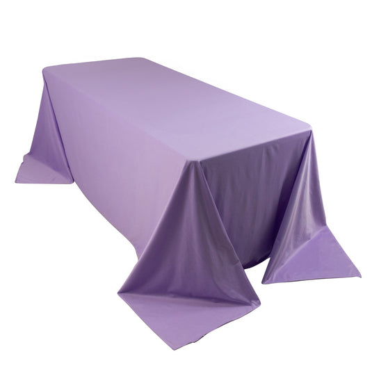 Premium Scuba Rectangular 90"x132" Tablecloth Lavender Lilac - Wrinkle Free, Stain Resistant & Seamless Table Cover Tablecloths HIER_2182