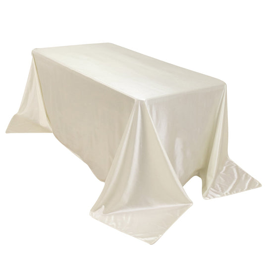 Premium Scuba Rectangular 90"x132" Tablecloth Shimmering Pearl White - Wrinkle Free & Stain Resistant Seamless Table Cover Tablecloths HIER_2182