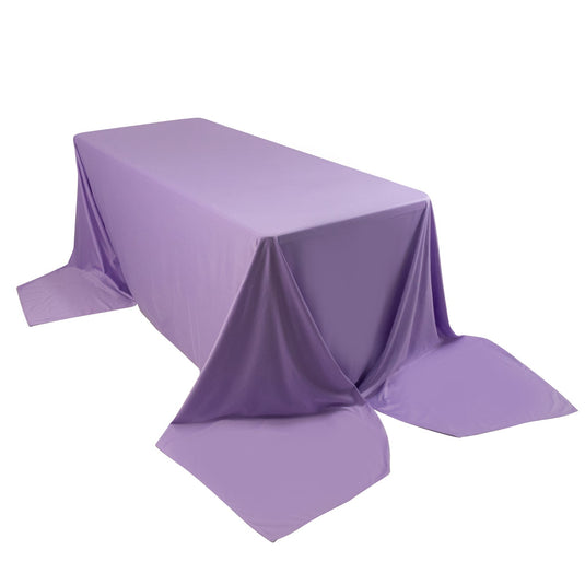 Premium Scuba Rectangular 90"x156" Tablecloth Lavender Lilac - Wrinkle Free, Stain Resistant & Seamless Table Cover Tablecloths HIER_2182