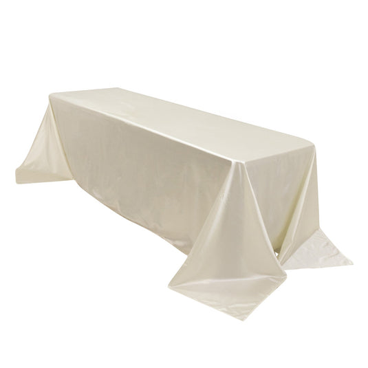 Premium Scuba Rectangular 90"x156" Tablecloth Shimmering Pearl White - Wrinkle Free & Stain Resistant Seamless Table Cover Tablecloths HIER_2182