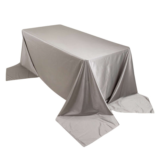 Premium Scuba Rectangular 90"x156" Tablecloth Shimmering Silver - Wrinkle Free & Stain Resistant Seamless Table Cover Tablecloths HIER_2182