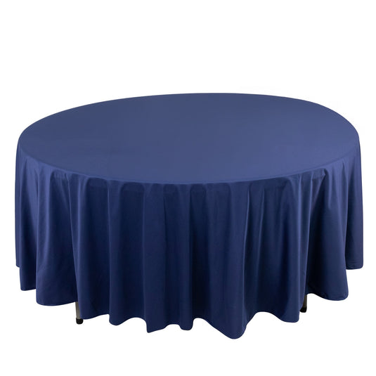 Premium Scuba Round 108" Tablecloth Navy Blue - Wrinkle Free & Stain Resistant Table Cover Tablecloths HIER_2182