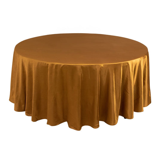 Premium Scuba Round 108" Tablecloth Shimmering Gold - Wrinkle Free & Stain Resistant Table Cover for Weddings and Parties Tablecloths HIER_2182