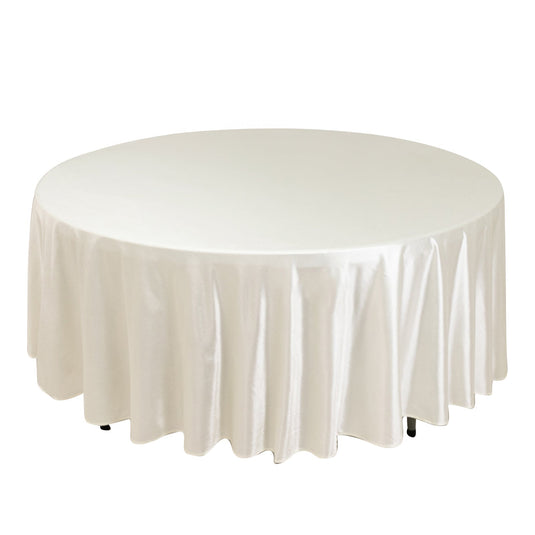 Premium Scuba Round 108" Tablecloth Shimmering Pearl White - Wrinkle Free & Stain Resistant Table Cover Tablecloths HIER_2182