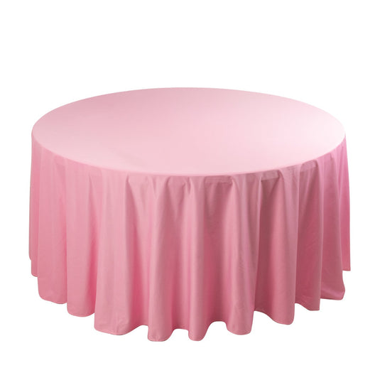 Premium Scuba Round 120" Tablecloth Pink - Wrinkle Free & Stain Resistant Seamless Table Cover Tablecloths HIER_2182