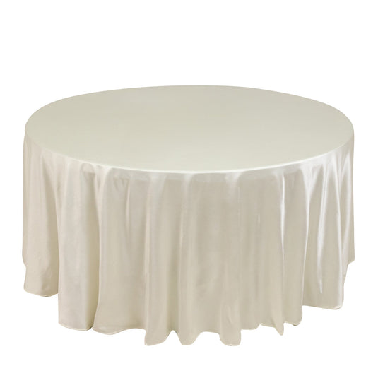 Premium Scuba Round 120" Tablecloth Shimmering Pearl White - Wrinkle Free, Stain Resistant & Seamless Table Cover Tablecloths HIER_2182