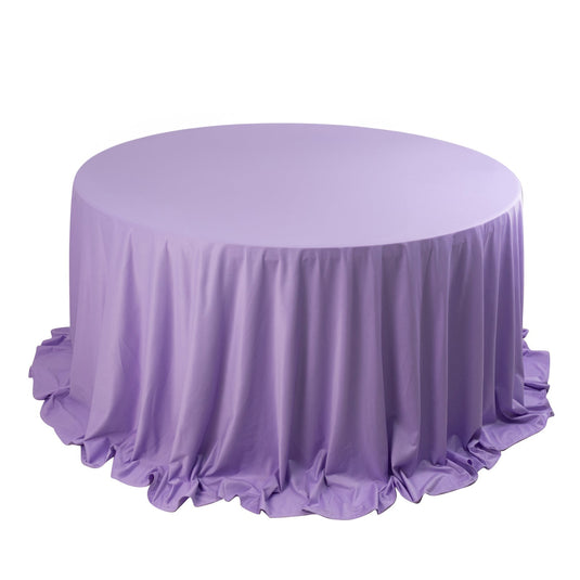 Premium Scuba Round 132" Tablecloth Lavender Lilac - Wrinkle Free & Stain Resistant Seamless Table Cover Tablecloths HIER_2182