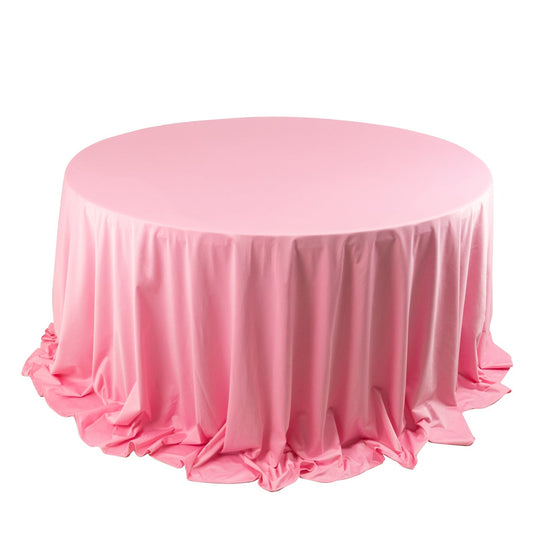 Premium Scuba Round 132" Tablecloth Pink - Wrinkle Free & Stain Resistant Seamless Table Cover Tablecloths HIER_2182