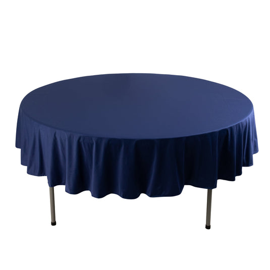 Premium Scuba Round 90" Tablecloth Navy Blue - Wrinkle Free & Stain Resistant Table Cover Tablecloths HIER_2182