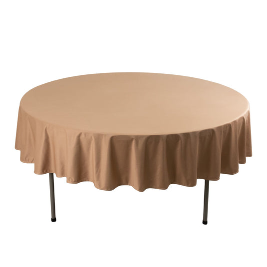 Premium Scuba Round 90" Tablecloth Nude - Wrinkle Free & Stain Resistant Table Cover Tablecloths HIER_2182