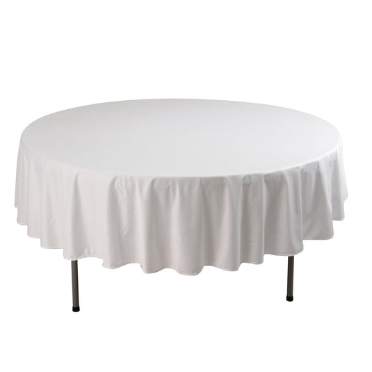 Premium Scuba Round 90" Tablecloth White - Wrinkle Free & Stain Resistant Table Cover for Weddings and Banquets Tablecloths HIER_2182