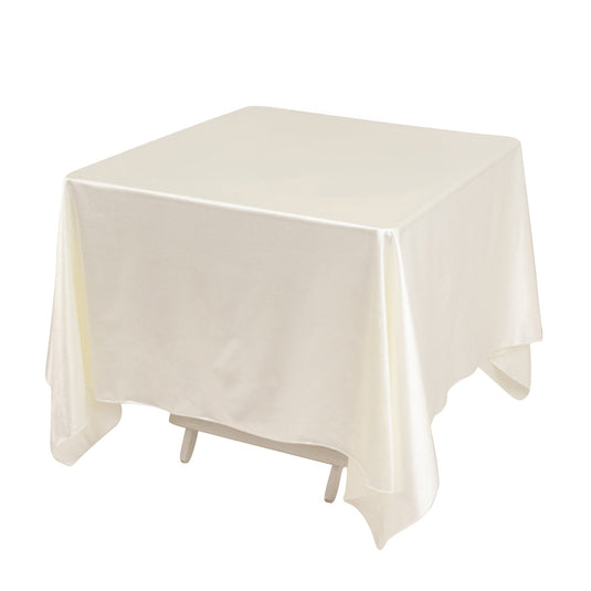 Premium Scuba Square 70"x70" Tablecloth Shimmer Pearl White - Wrinkle Free & Stain Resistant Table Cover for Weddings and Parties Tablecloths HIER_2182