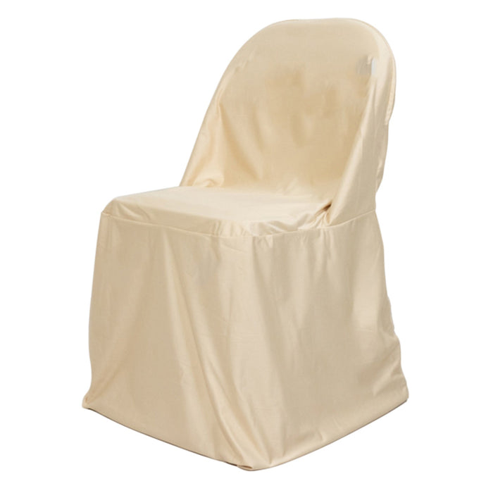 Premium Scuba Stretch Folding Chair Cover Beige - Wrinkle Free & Durable Slipcover Chair Covers HIER_3210