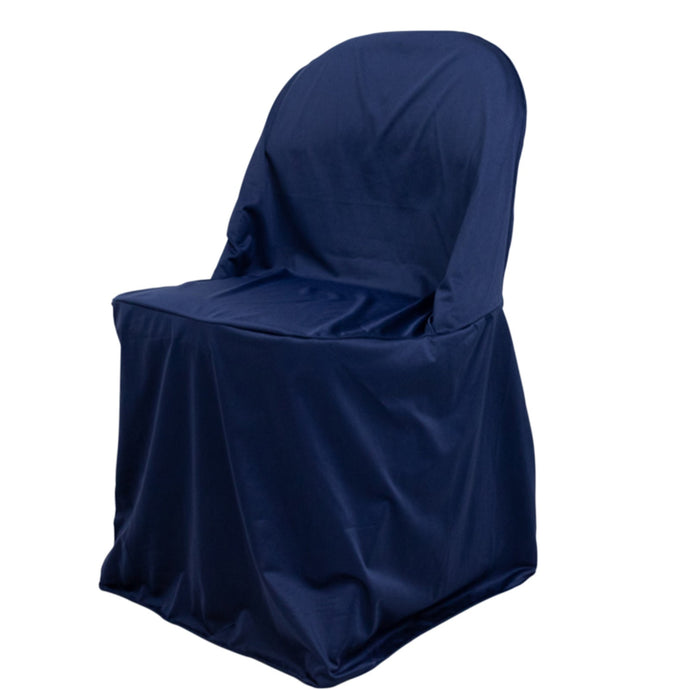 Premium Scuba Stretch Folding Chair Cover Navy Blue - Wrinkle Free & Durable Slipcover Chair Covers HIER_3210