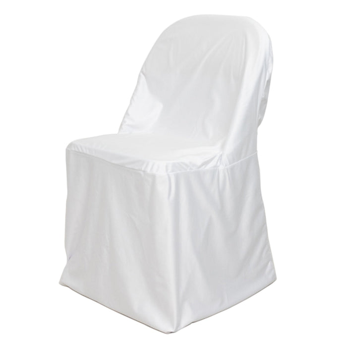 Premium Scuba Stretch Folding Chair Cover White - Wrinkle Free & Durable Slipcover Chair Covers HIER_3210