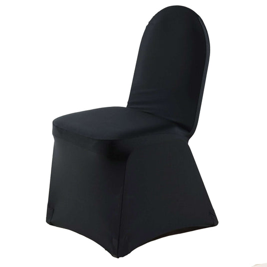 Premium Spandex Chair Cover with Foot Pockets for Banquet Chairs Black - Stretch 220GSM Fitted Slipcover Chair Covers HIER_3121