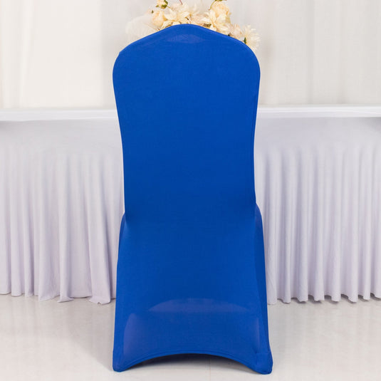 Premium Spandex Chair Cover with Foot Pockets for Banquet Chairs Royal Blue - Stretch 220GSM Fitted Slipcover Chair Covers HIER_3121