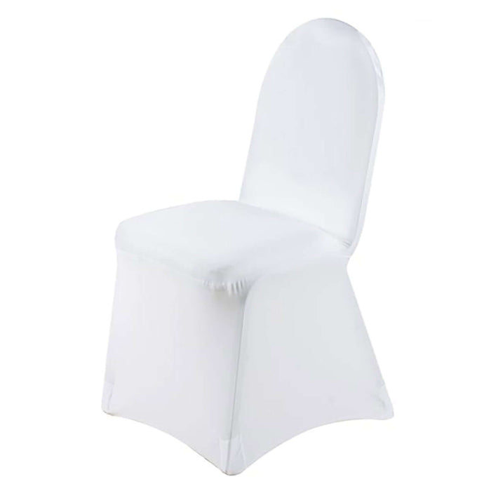 Premium Spandex Chair Cover with Foot Pockets for Banquet Chairs White - Stylish Stretch 220GSM Fitted Slipcover for Weddings Chair Covers HIER_3121