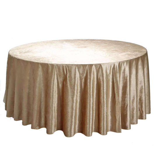 Premium Velvet 120" Round Tablecloth Champagne - Reusable Soft & Seamless Table Cover Tablecloths HIER_2160 Default Title