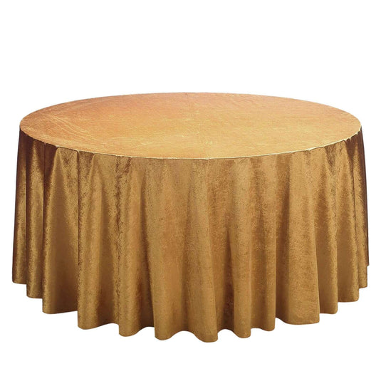 Premium Velvet 120" Round Tablecloth Gold - Reusable Soft & Seamless Table Cover for Upscale Events Tablecloths PROstorez Default Title