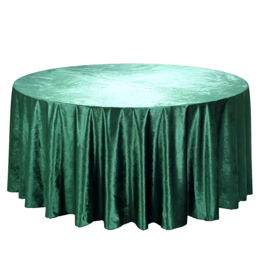 Premium Velvet 120" Round Tablecloth Hunter Emerald Green - Reusable Soft & Seamless Table Cover Tablecloths PROstorez Default Title