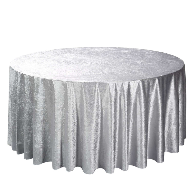 Premium Velvet 120" Round Tablecloth Silver - Reusable Soft & Seamless Table Cover Tablecloths PROstorez Default Title