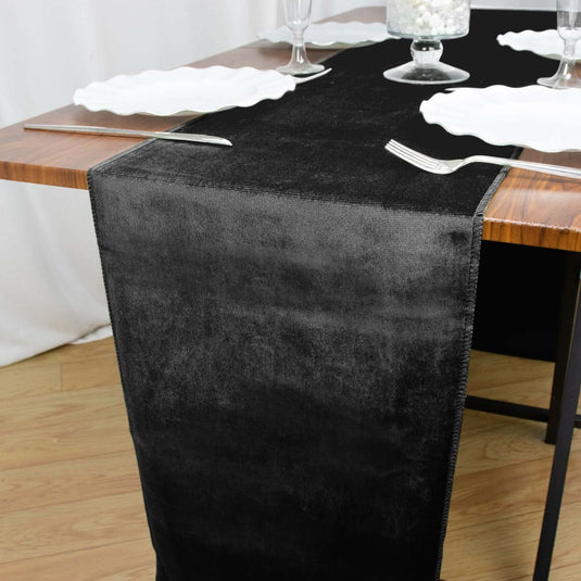 Premium Velvet 12"x108" Table Runner Black - Sheen Finish Reusable Table Decor Runners PROstorez Default Title