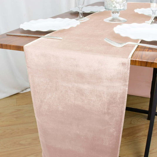 Premium Velvet 12"x108" Table Runner Blush - Sheen Finish Reusable Table Decor Runners PROstorez Default Title