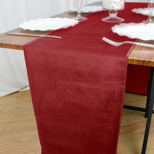 Premium Velvet 12"x108" Table Runner Burgundy - Sheen Finish Reusable Table Decor Runners PROstorez Default Title