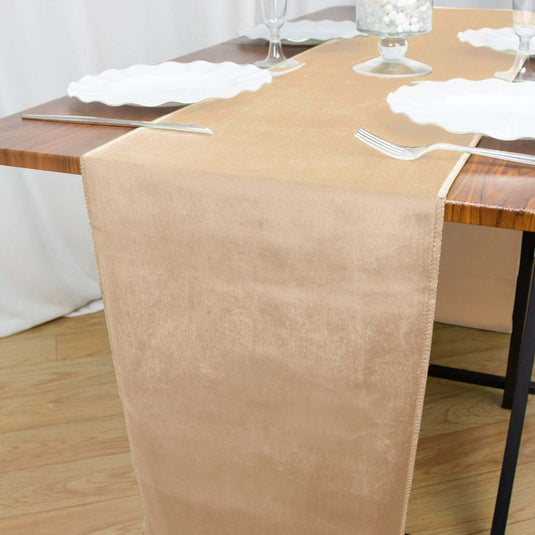 Premium Velvet 12"x108" Table Runner Champagne - Sheen Finish Reusable Table Decor Runners PROstorez Default Title