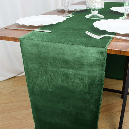 Premium Velvet 12"x108" Table Runner Hunter Emerald Green - Sheen Finish Reusable Table Decor Runners PROstorez Default Title