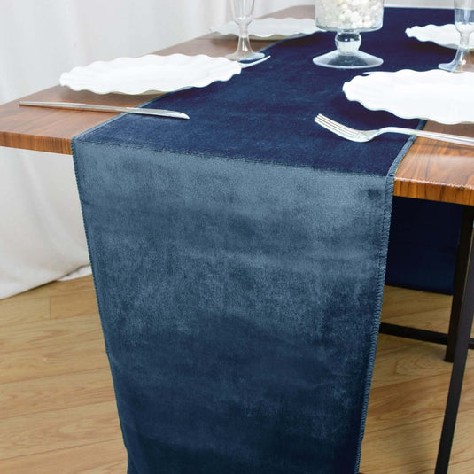 Premium Velvet 12"x108" Table Runner Navy Blue - Sheen Finish Reusable Table Decor Runners PROstorez Default Title