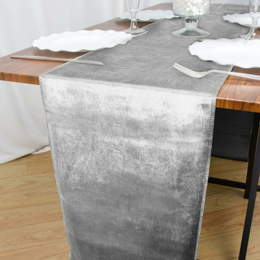 Premium Velvet 12"x108" Table Runner Silver - Sheen Finish Reusable Table Decor Runners PROstorez Default Title