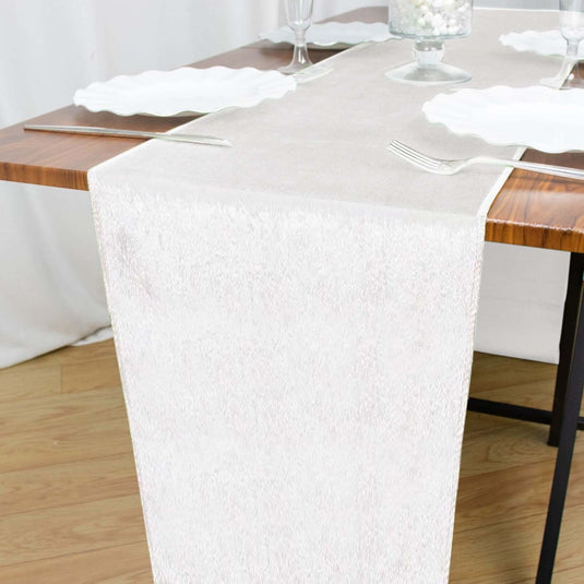 Premium Velvet 12"x108" Table Runner White - Sheen Finish Reusable Table Decor for Weddings & Events Runners PROstorez Default Title