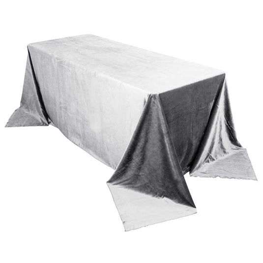 Premium Velvet 90"x132" Rectangle Tablecloth Silver - Reusable Soft & Seamless Table Cover Tablecloths PROstorez Default Title