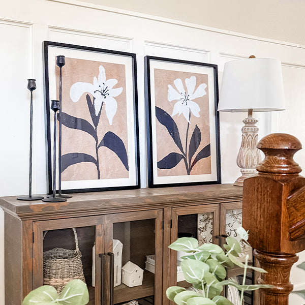 Framed Stylized White Lily Wall Art, Set of Two Whats trending KAL