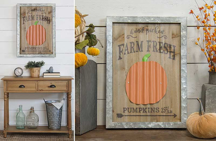 Metal Framed Handpicked Pumpkin Sign General VIP