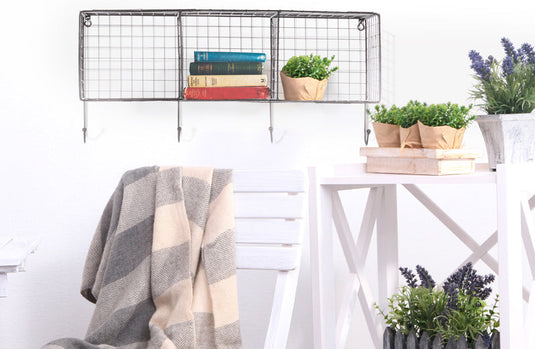 Metal Wire Wall Shelf with Hooks General WG