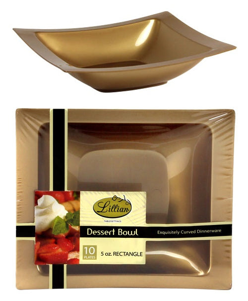 Load image into Gallery viewer, Rectangular Gold 5oz Plastic Dessert Bowls Bowls Lillian
