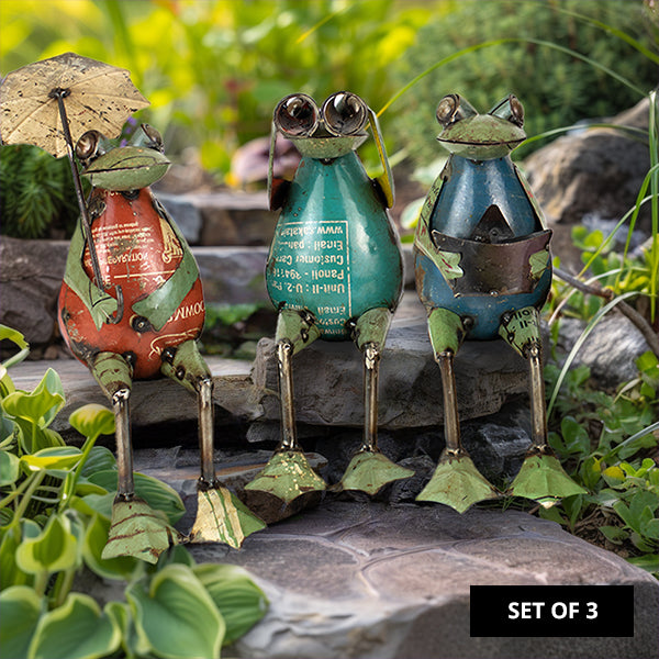 Recycled Iron Frogs, Set of 3 General KAL