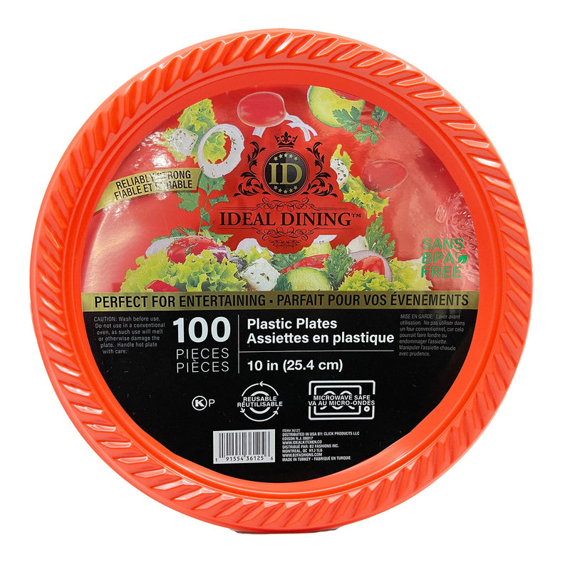 Load image into Gallery viewer, Ideal Dining 10&quot; Light Weight Disposable Red Plastic plates Good to use in Microwave Disposable Plates Ideal Dining
