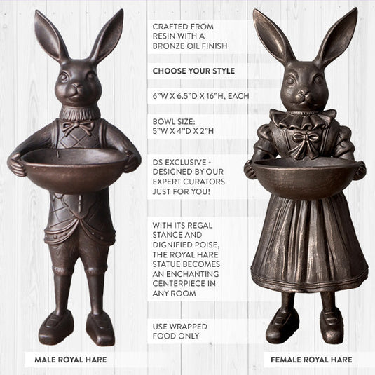 Royal Bunny Bronze Bowl, Choose Your Style | Dapper Critters Collection Shop ABH