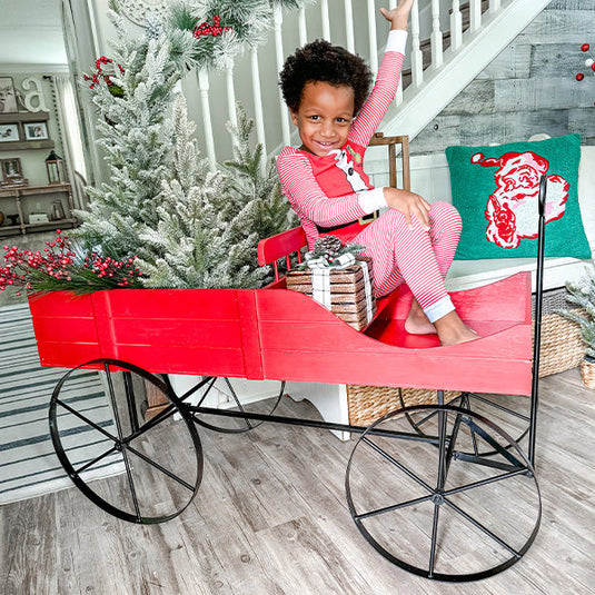 Vintage Inspired Rolling Christmas Cart General ABH