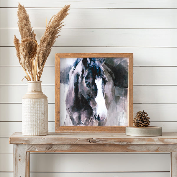 Load image into Gallery viewer, Rustic Stallion Wall Art with Wood Frame, Choose Your Style Whats trending CT
