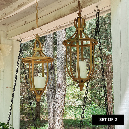 Rustic Finial Hanging Lanterns, Set of 2 General CT