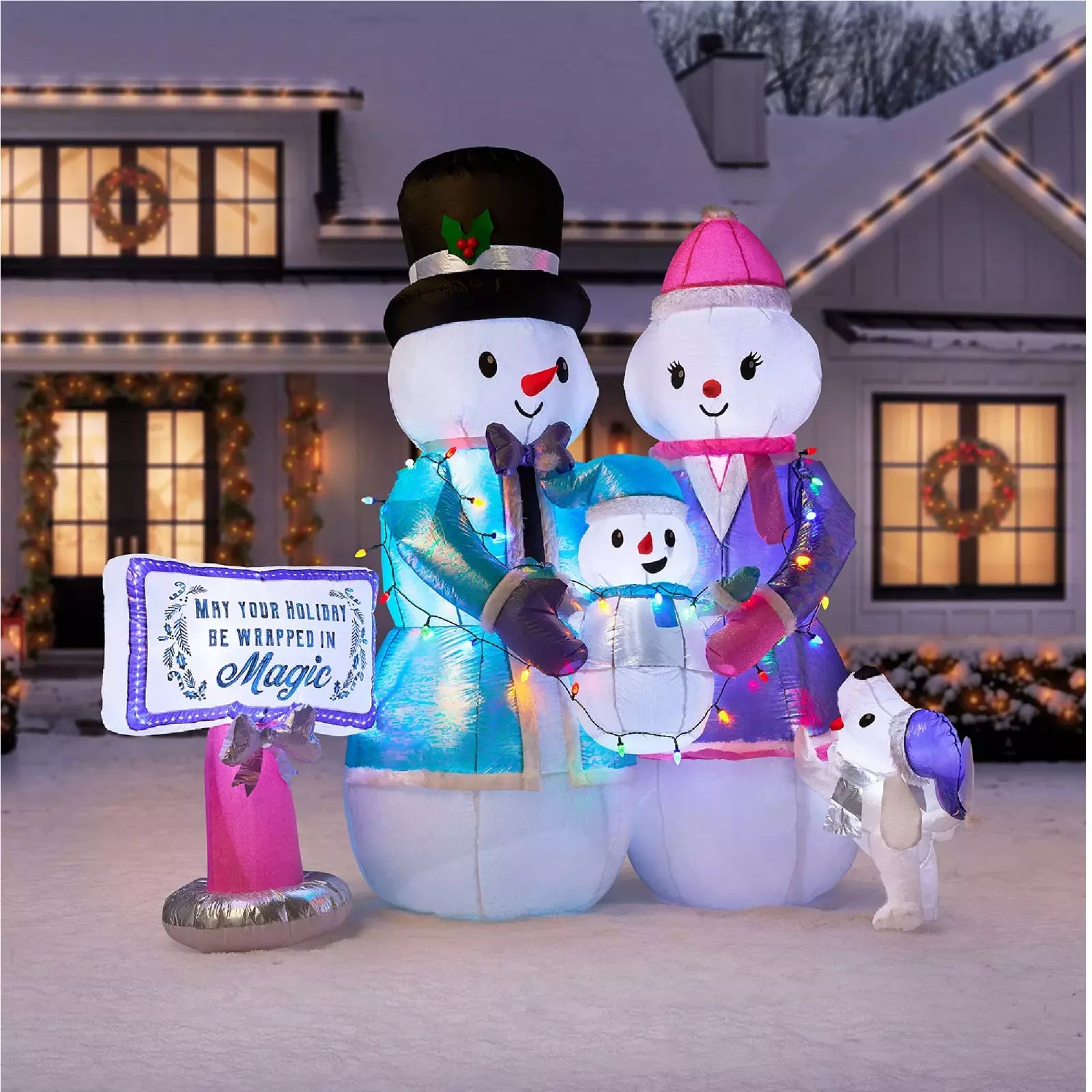 Member‘s Mark 8' Pre-Lit Inflatable Snowman Family Pre-Lit Decor Pro Linens